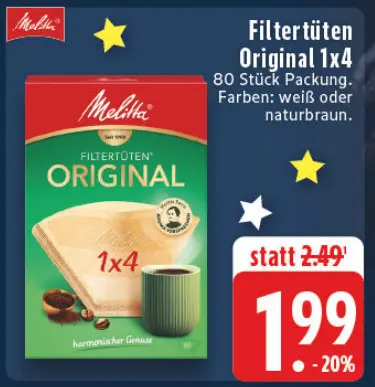 Aanbieding: Filtertüten Original 1x4