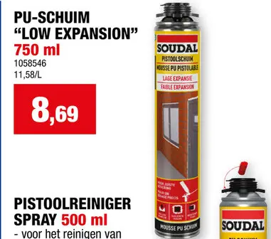 Promotie: Soudal PU gun low expansion 750ml