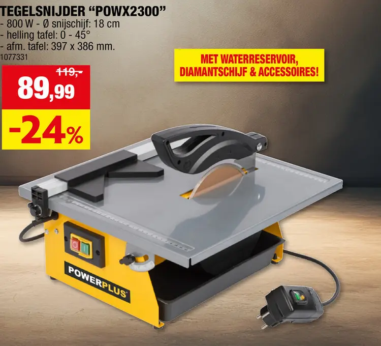Promotie: Powerplus POWX2300 tegelsnijder 800W + accessoires