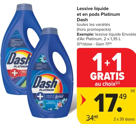 Offre: Lessive liquide et en pods Platinum