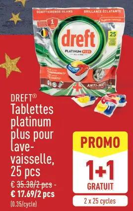 Offre: Tablettes platinum plus pour lave-vaisselle