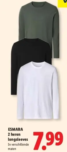 Aanbieding: ESMARA 2 heren longsleeves