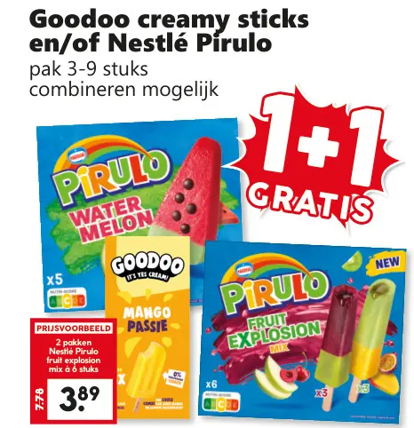 Aanbieding: Goodoo creamy sticks en/of Nestlé Pirulo