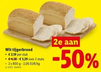 Promotie: Wit tijgerbrood