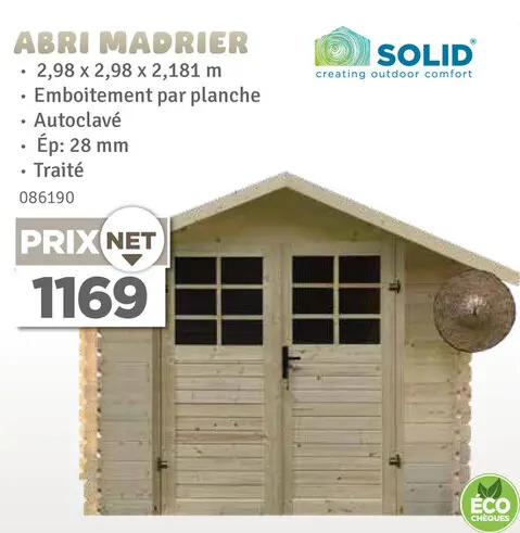 Offre: Abri madrier