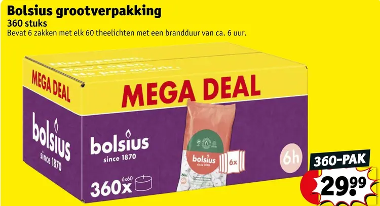 Promotie: Grootverpakking theelichten 360 stuks