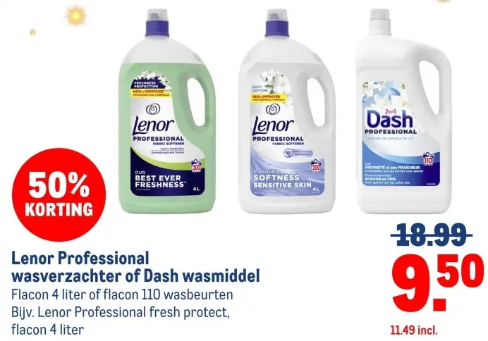 Aanbieding: Lenor Professional wasverzachter of Dash wasm