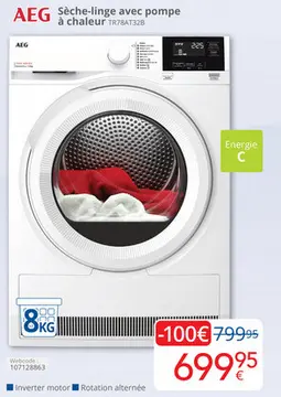 Offre: Sèche-linge avec pompe à chaleur