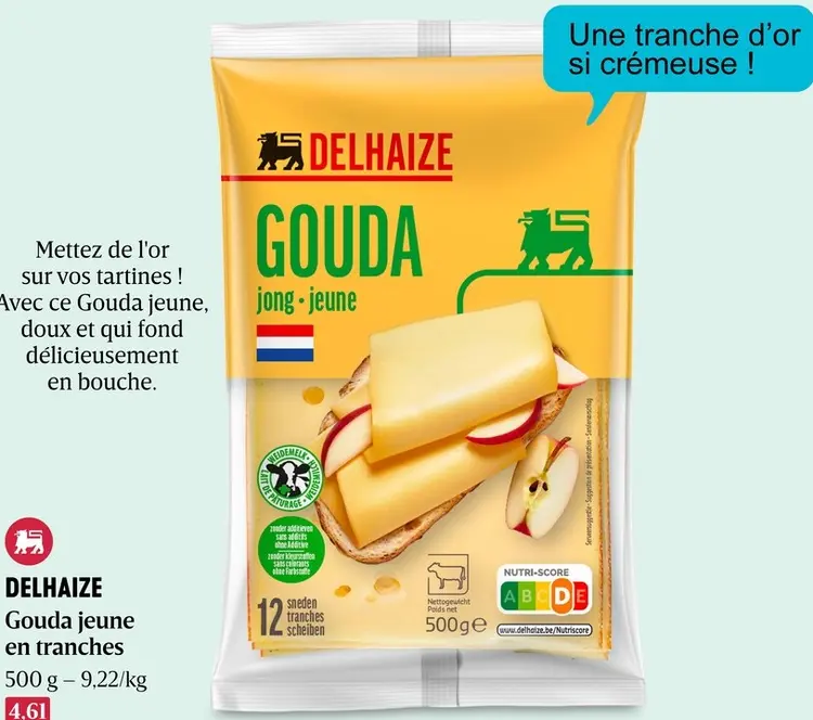 Offre: Delhaize Gouda jeune en tranches