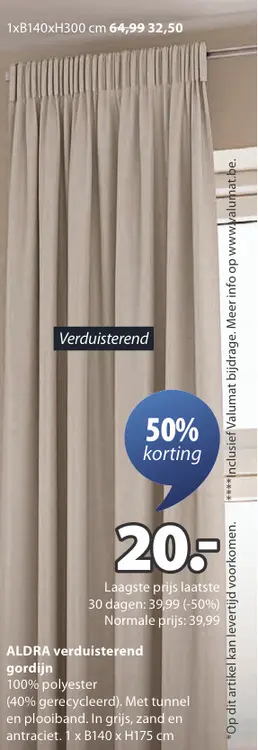 Promotie: ALDRA verduisterend gordijn