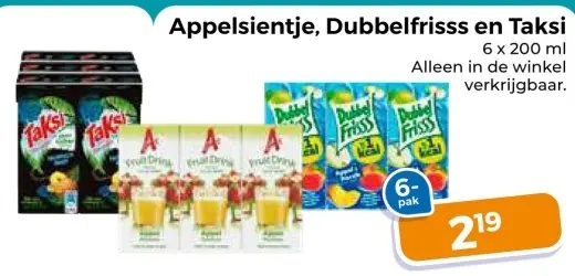 Aanbieding: Appelsientje, Dubbelfrisss en Taksi