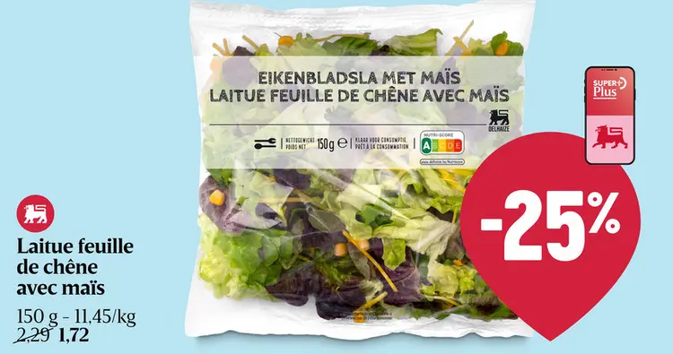 Offre: Laitue feuille de chêne avec maïs