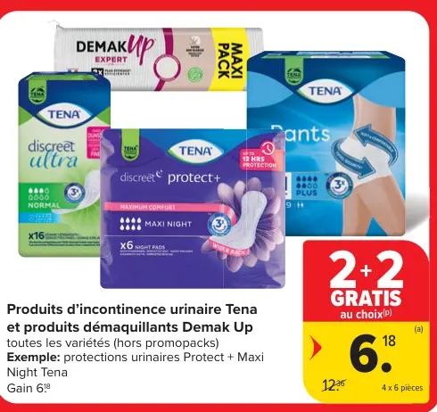 Offre: Produits d'incontinence urinaire Tena et produits