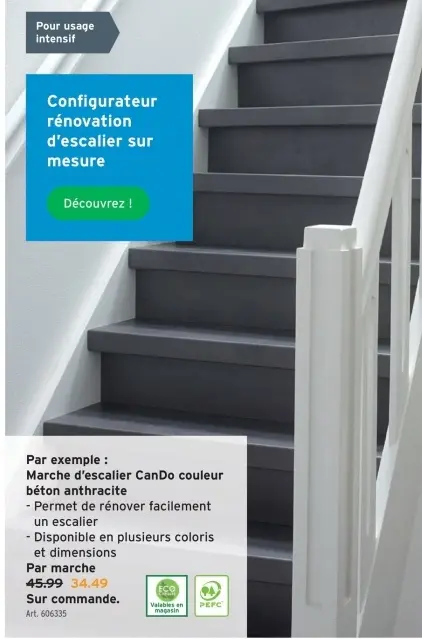 Offre: Marche d'escalier CanDo couleur béton anthracite