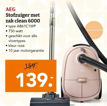 Aanbieding: Stofzuiger met zak clean 6000