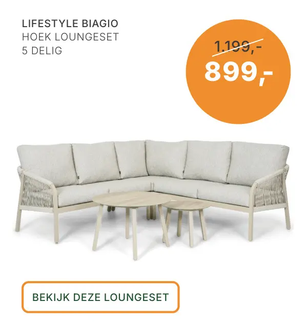 Aanbieding: Lifestyle Biagio Hoek Loungeset 5 Delig