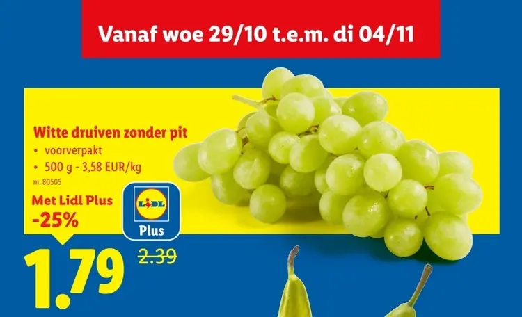 Aanbieding: Witte druiven zonder pit