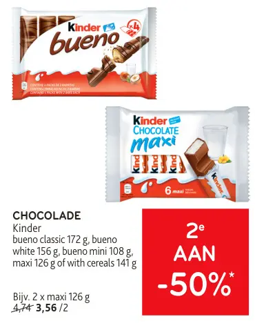 Promotie: Kinder bueno classic, bueno white, bueno mini