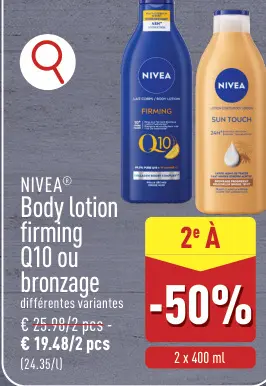 Offre: Body lotion firming Q10 ou bronzage
