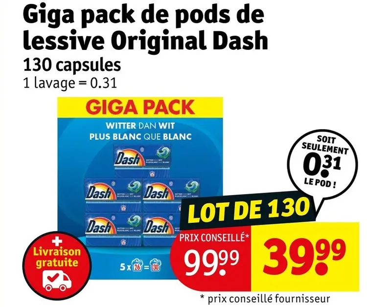 Offre: Giga pack de pods de lessive Original