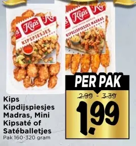 Aanbieding: Kipdijspiesjes Madras, Mini Kipsaté of Satéballetjes