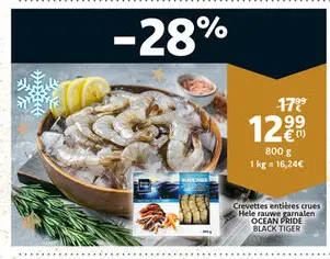 Promotie: Crevettes entières crues