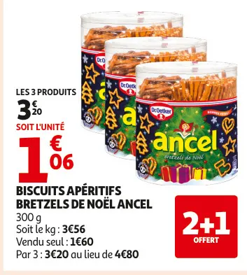 Promotie: Biscuits apéritifs bretzels de noël