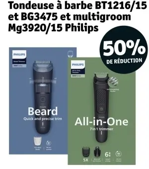 Offre: Tondeuse à barbe BT1216/15 et BG3475 et multigroom