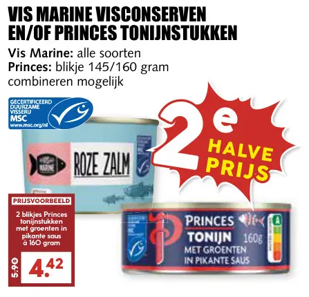 Aanbieding: Vis Marine visconserven en/of Princes tonijnstukken