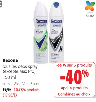 Offre: Rexona tous les déos spray