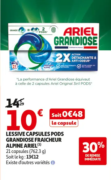Promotie: Lessive capsules pods grandiose fraicheur alp