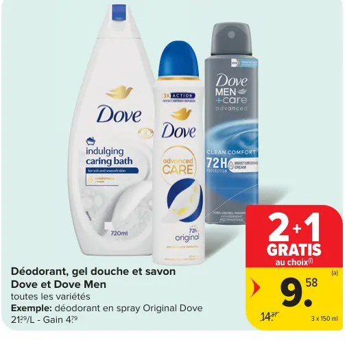 Offre: Déodorant, gel douche et savon