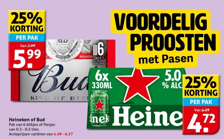 Aanbieding: Heineken of Bud