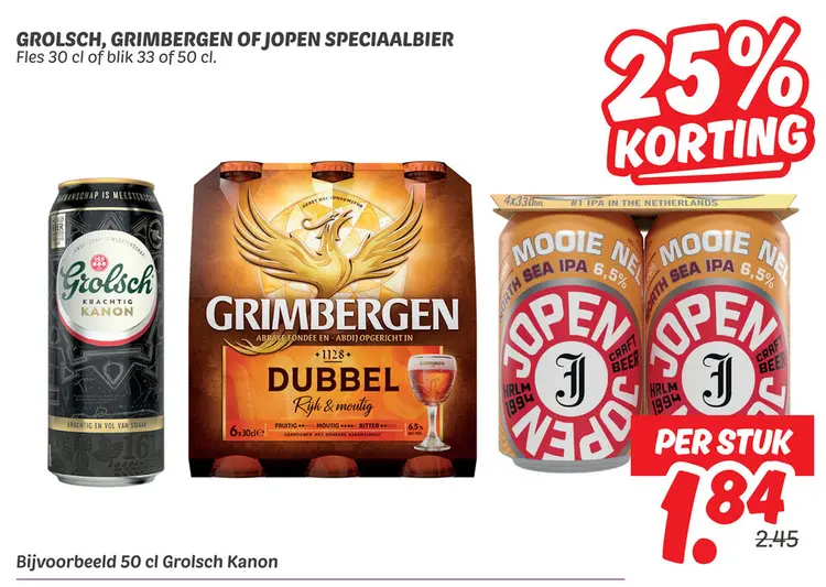 Aanbieding: Grolsch, Grimbergen of Jopen Speciaalbier