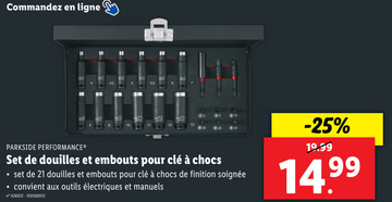 Offre: Set de douilles et embouts pour clé à chocs