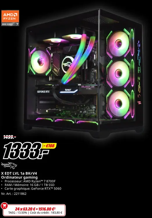 Offre: X EDT LVL 1a BKrV4 Ordinateur gaming