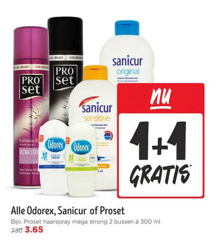 Aanbieding: Odorex, Sanicur of Proset