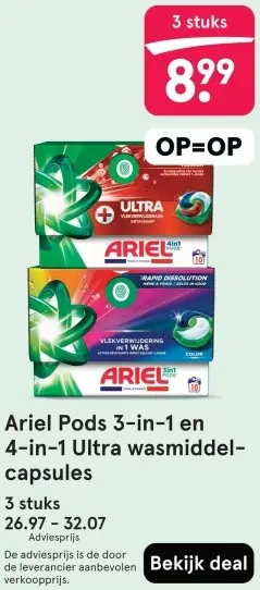 Aanbieding: Pods 3-in-1 en 4-in-1 Ultra wasmiddelcapsules