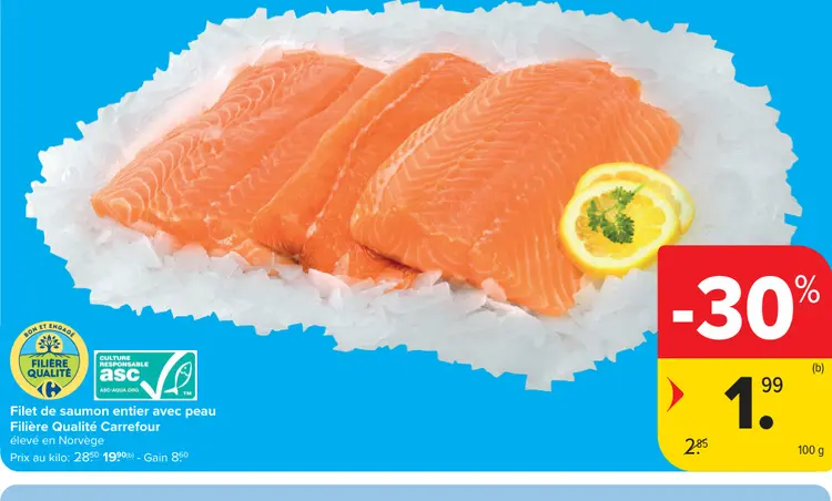 Offre: Filet de saumon entier avec peau