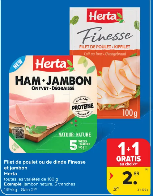 Offre: Filet de poulet ou de dinde Finesse et jambon