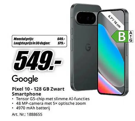 Aanbieding: Pixel 10 - 128 GB Zwart Smartphone