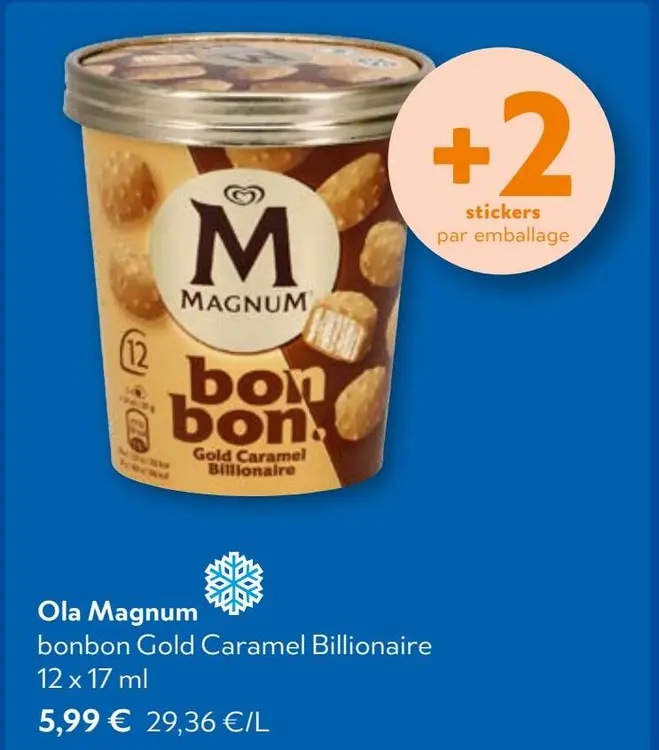 Offre: Ola Magnum bonbon Gold Caramel Billionaire