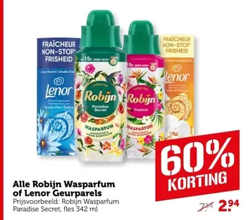 Aanbieding: Alle Robijn Wasparfum of Lenor Geurparels