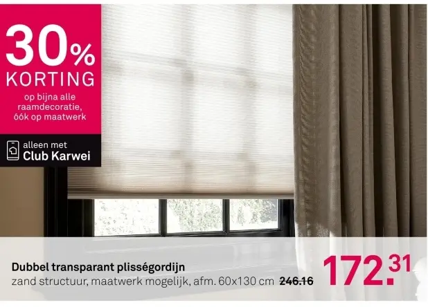 Aanbieding: Dubbel transparant plisségordijn