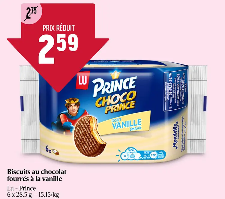 Offre: Biscuits au chocolat fourrés à la vanille