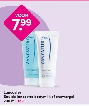 Aanbieding: Eau de lancaster bodymilk of showergel