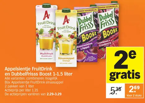 Promotie: Appelsientje FruitDrink en DubbelFrisss Boost