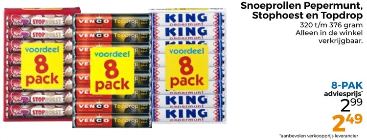 Aanbieding: Snoeprollen Pepermunt, Stophoest en Topdrop