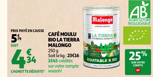Promotie: Café moulu bio La Tierra