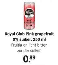 Aanbieding: Royal Club Pink grapefruit 0% suiker
